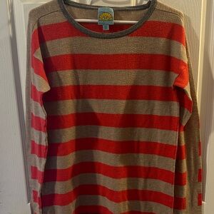 C&C California Red and Tan Striped Crewneck Sweater